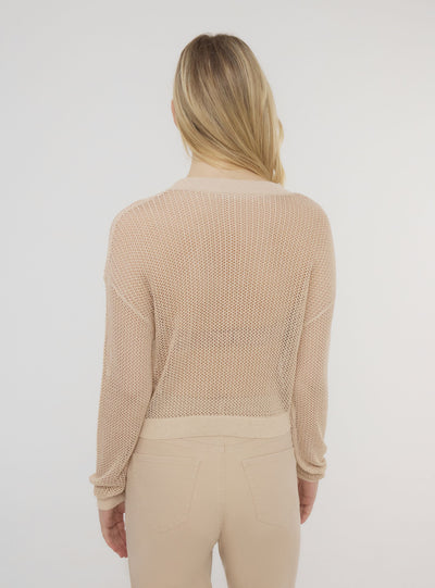 Maglia crop traforata effetto luccicante