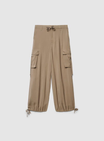 Pantaloni wide leg cargo con coulisse