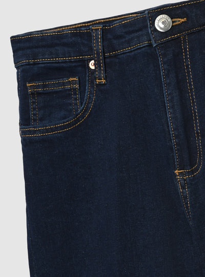 Jeans a zampa a vita alta tinta unita
