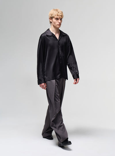 Camicia maxi in raso con fiocco
