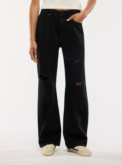 Jeans wide leg con strappi
