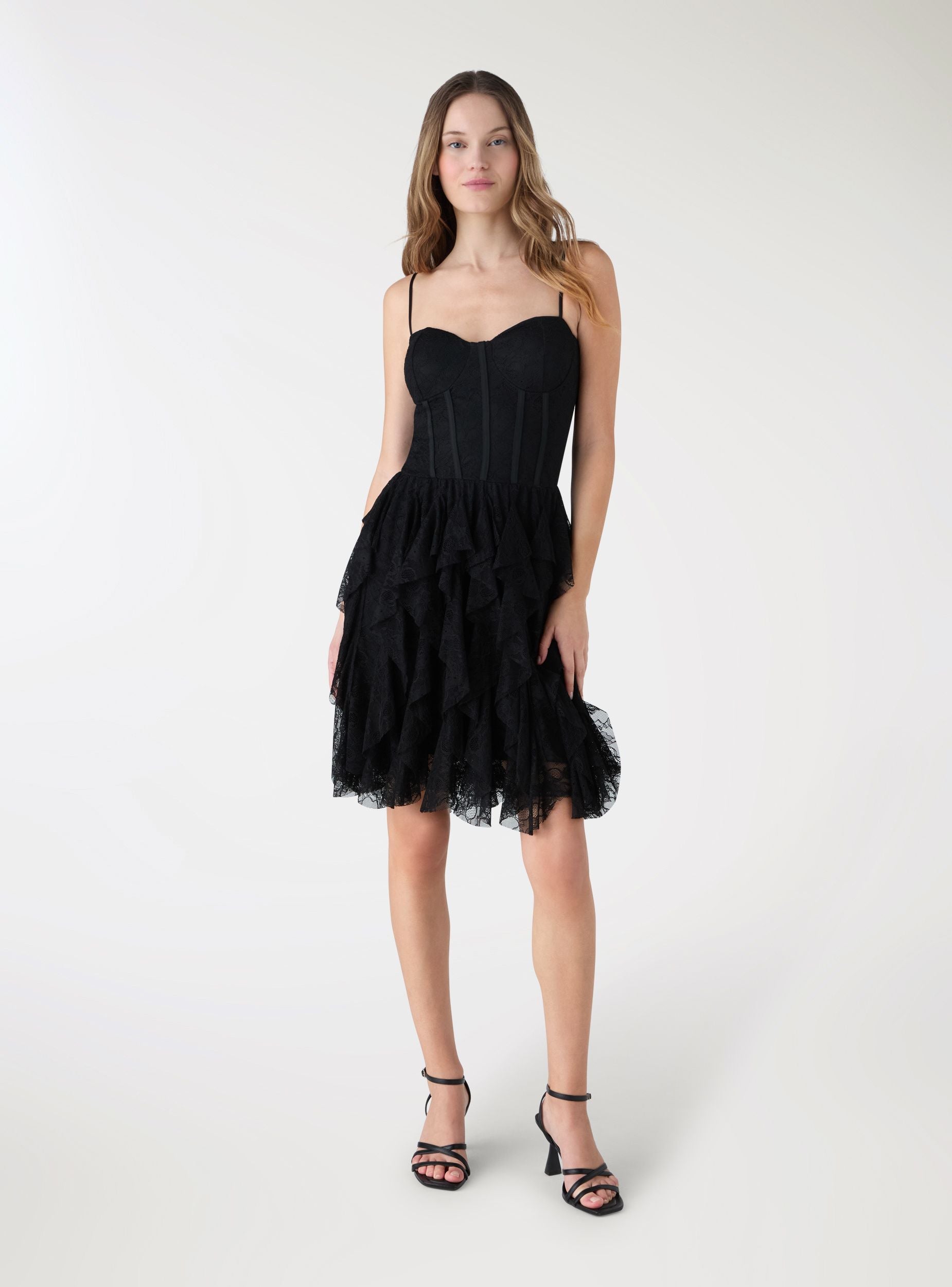 Short tulle dress with lace corset - Terranova Short tulle dress with lace corset - Terranova