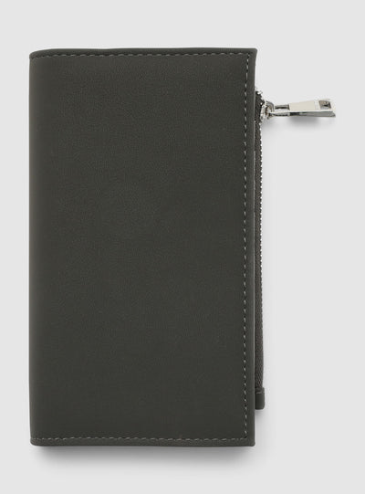 Portafoglio con zip effetto pelle