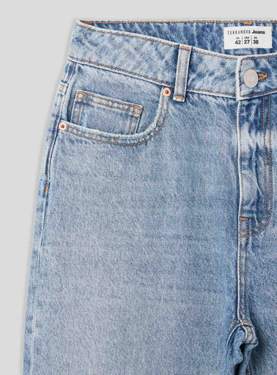 Jeans wide leg con strappi acid wash