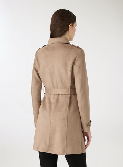 Mid-length trench coat with belt