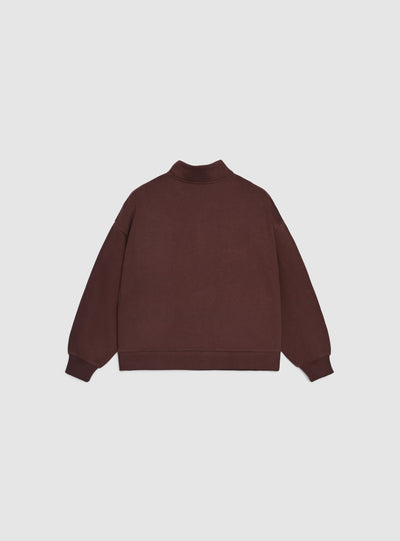 Felpa con mezza zip e ricamo college