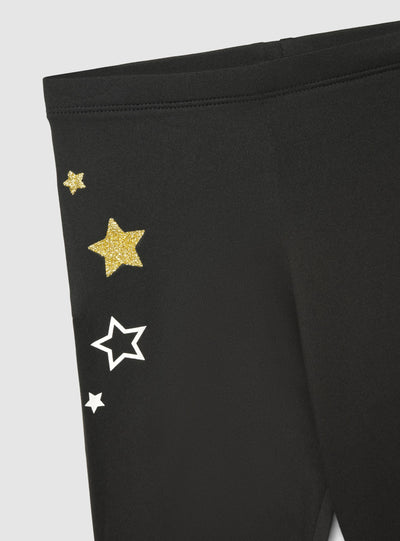 Leggings lunghi da bambina con stampa stelle e scritta