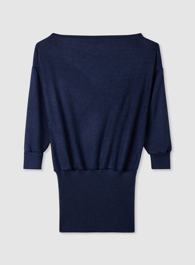 Vestito mini in maglia con scollo a barca