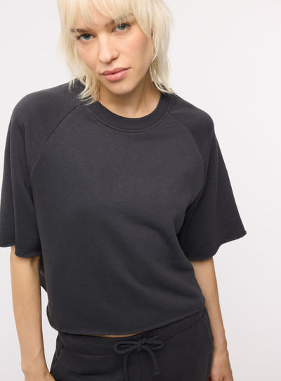 T-shirt crop boxy a tinta unita