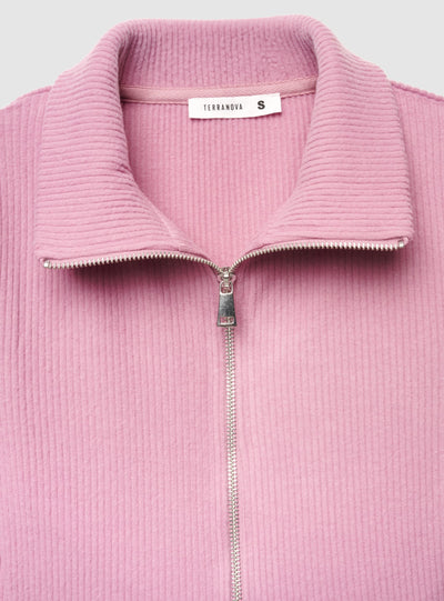 T-shirt crop a costine con zip