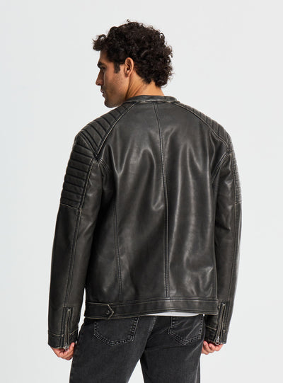 Giacca biker con collo coreano e zip