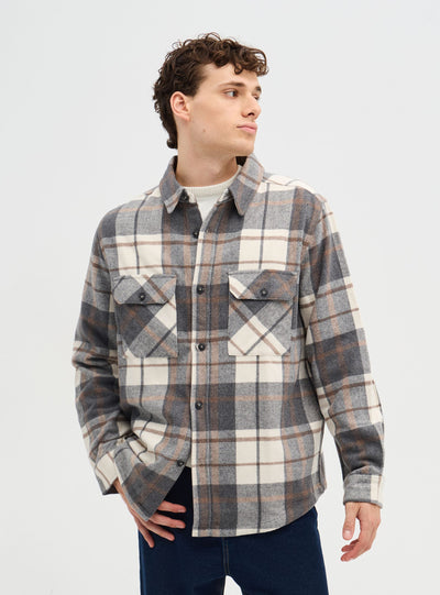 Camicia overshirt a quadri con tasche