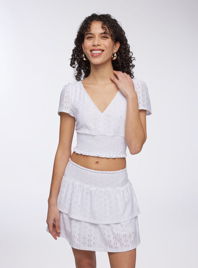 Blusa crop in sangallo