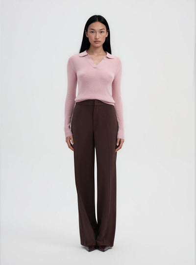 Wide leg pantalone melange efekta