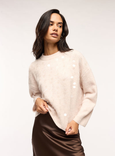 Maglia con applicazioni paillettes