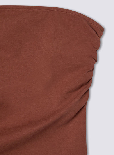 Ruched bandeau top with side slits