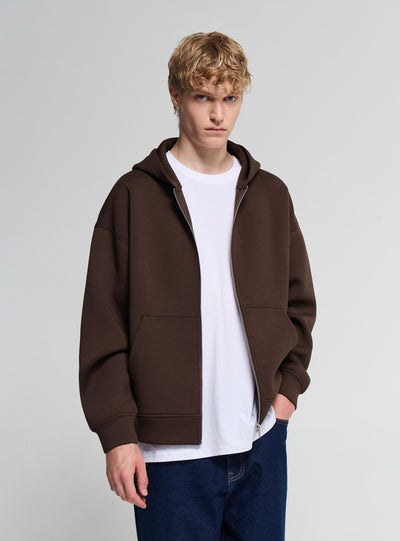 Felpa boxy con zip e cappuccio