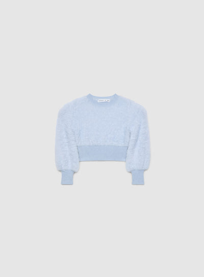 Maglia crop effetto pelo tinta unita
