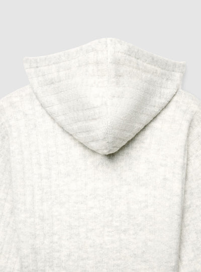 Cardigan crop con cappuccio e zip