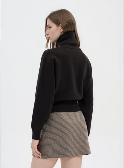 Cardigan con zip e collo ampio