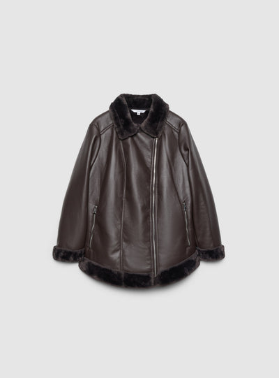 Giacca con collo effetto peluche e zip