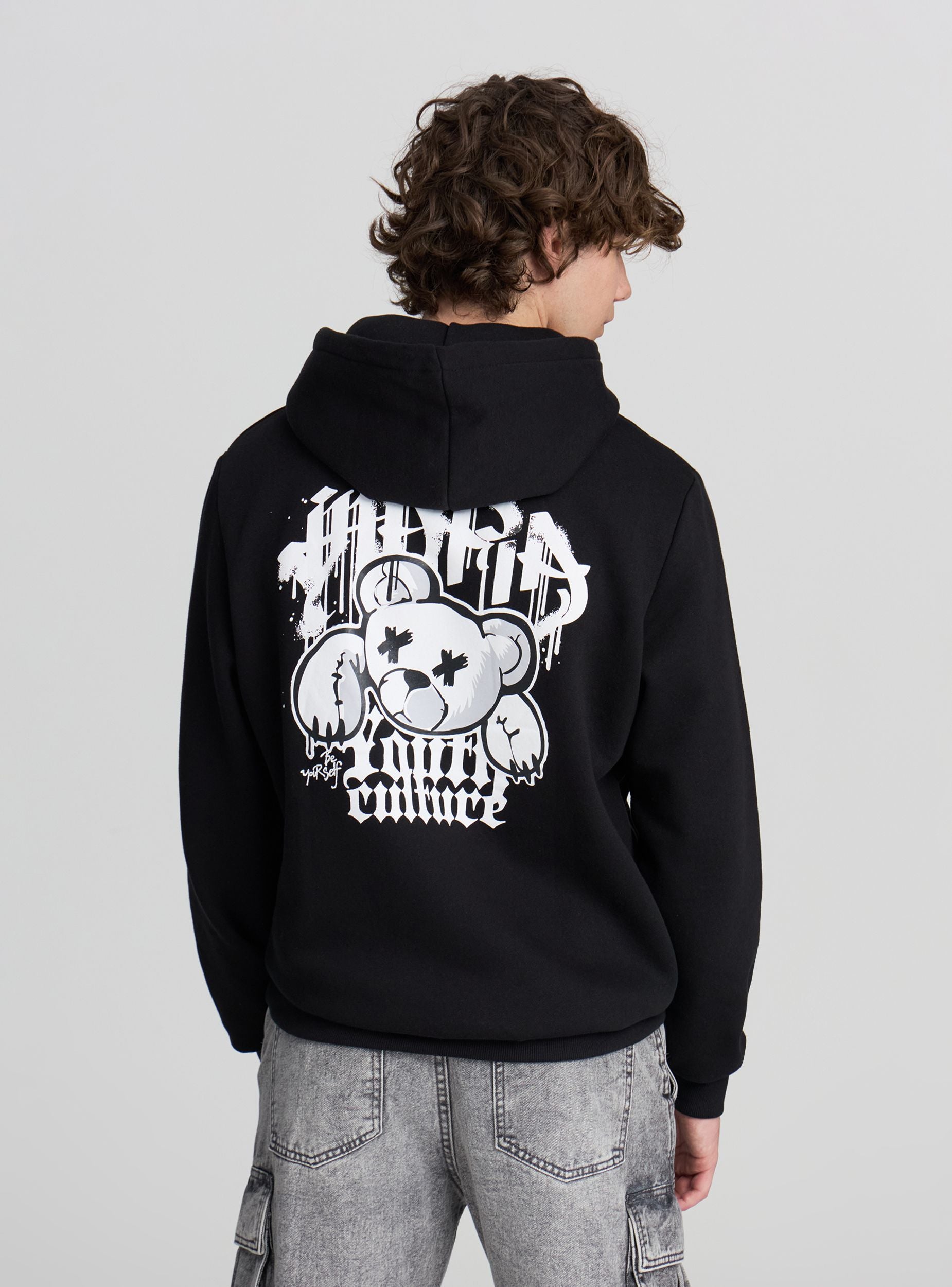 Felpa Con Cappuccio Uomo Neverless Teschio E Ancora | Nero, XXL | Interno Morbido Spazzolato | Stampa Moin | Streetwear