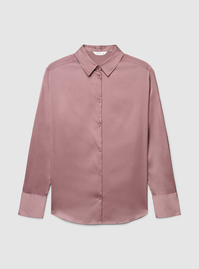Camicia ampia in satin a tinta unita
