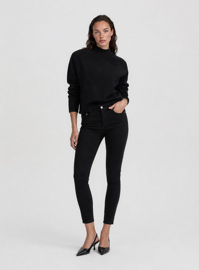 Pantaloni skinny a vita alta cinque tasche