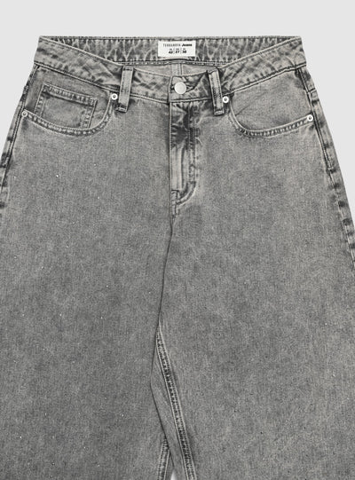 Jeans balloon con applicazioni strass