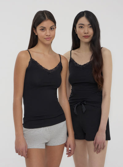 Pack 2 canotte con pizzo e fiocchetto