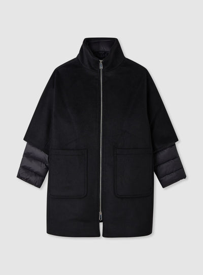 Cape-effect coat with zip closure