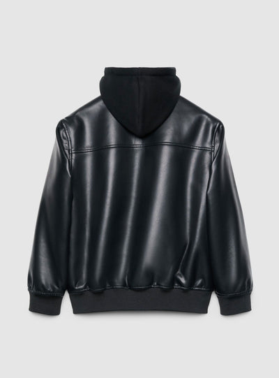 Prošívaná koženková bunda s kapucí