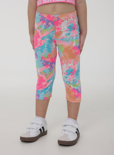 Three-quarter tie-dye leggings