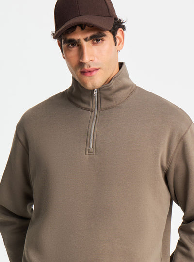 Felpa con collo alto e mezza zip