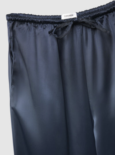 Pantaloni lunghi in satin con coulisse