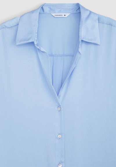 Camicia ampia effetto raso tinta unita