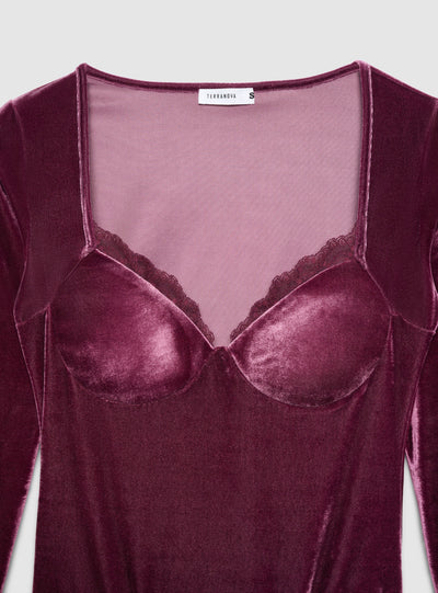 T-shirt body con coppe e dettagli in pizzo