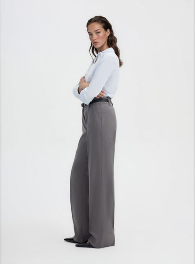 Pantaloni maxi wide leg a tinta unita