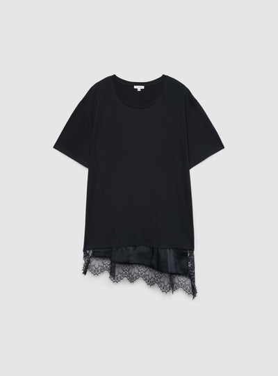 T-shirt lunga con dettaglio lingerie in pizzo