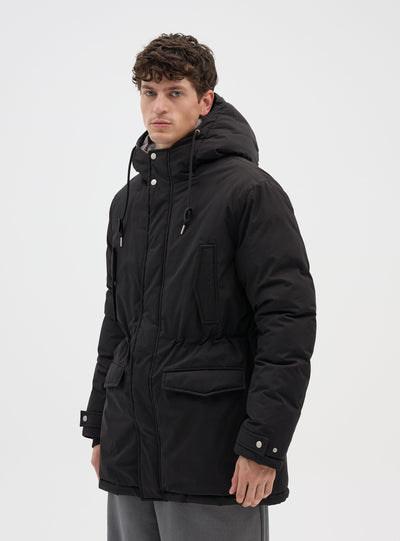 Parka imbottito con cappuccio e interno sherpa