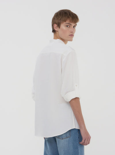 Camicia coreana in misto lino