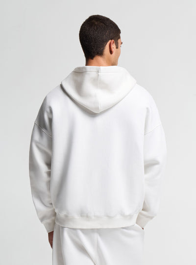 Felpa boxy con zip e cappuccio con maxi patch