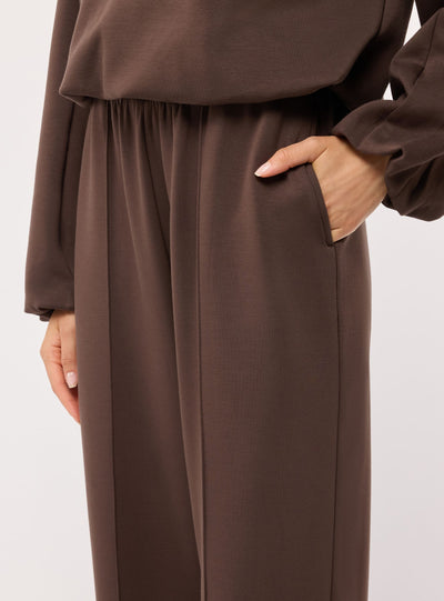Pantaloni tuta wide leg a tinta unita