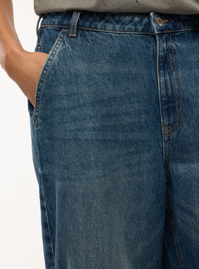 Jeans baggy a tinta unita