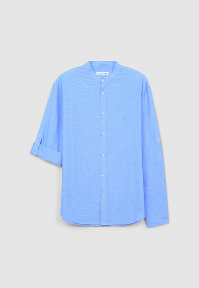 Camicia coreana melange in misto lino