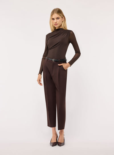 Body drappeggiato con maniche in tulle