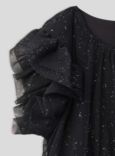 Vestito a balze in tulle glitterato