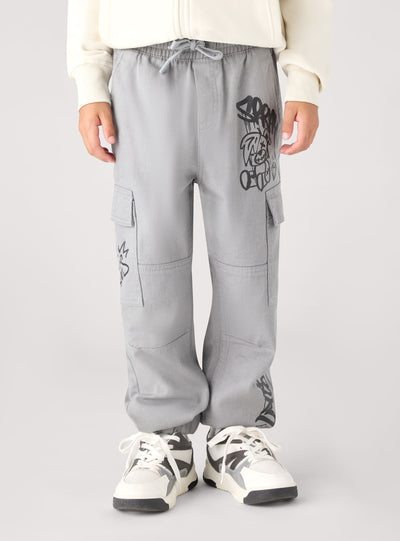 Cargo-Hosen mit Graffiti-Print