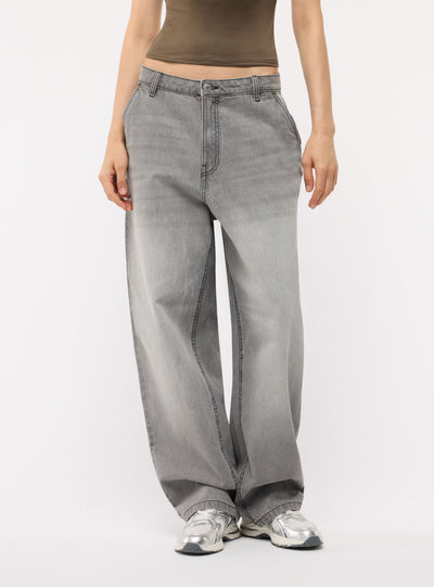 Jeans baggy a tinta unita