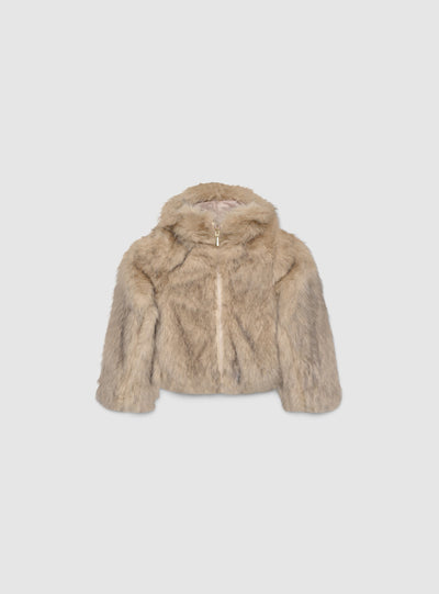Jacke aus Kunstpelz mit Kapuze